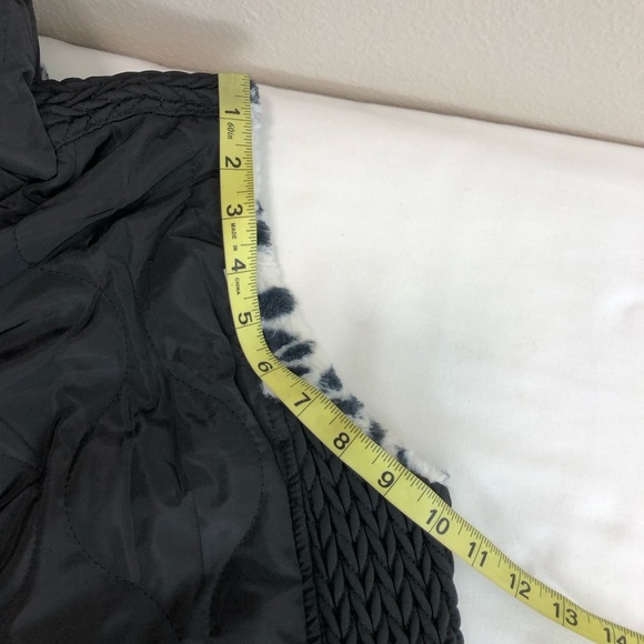 Saeldon Women Reversible Black White Animal Print Pockets Zippered Vest  L - Picture 13 of 15